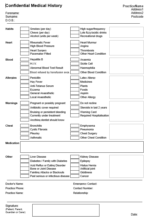 EXACT Medical History printable letter templates – EXACT Help Centre